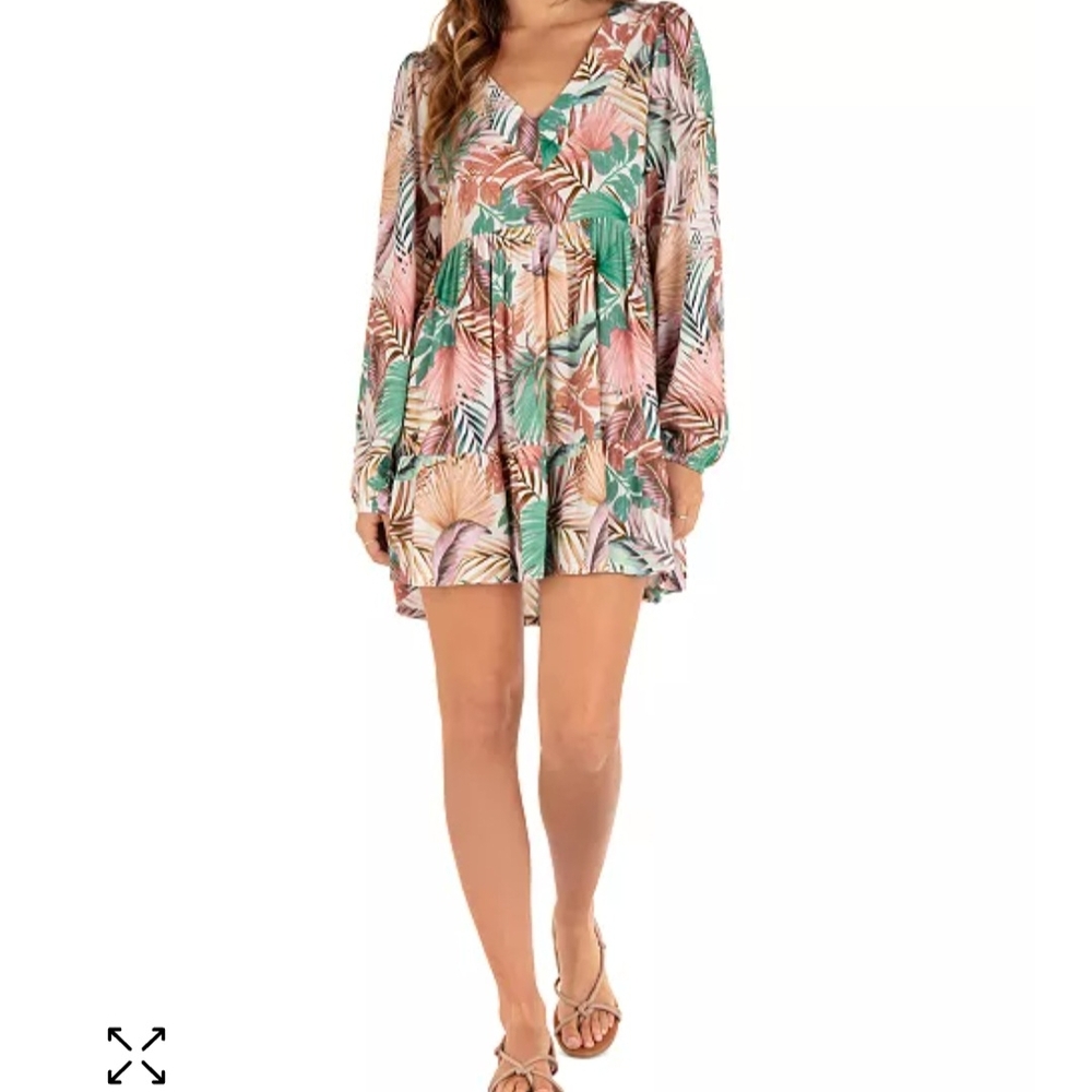 Hurley Juniors' Palmetto Sunset Long-Sleeve Mini Dress